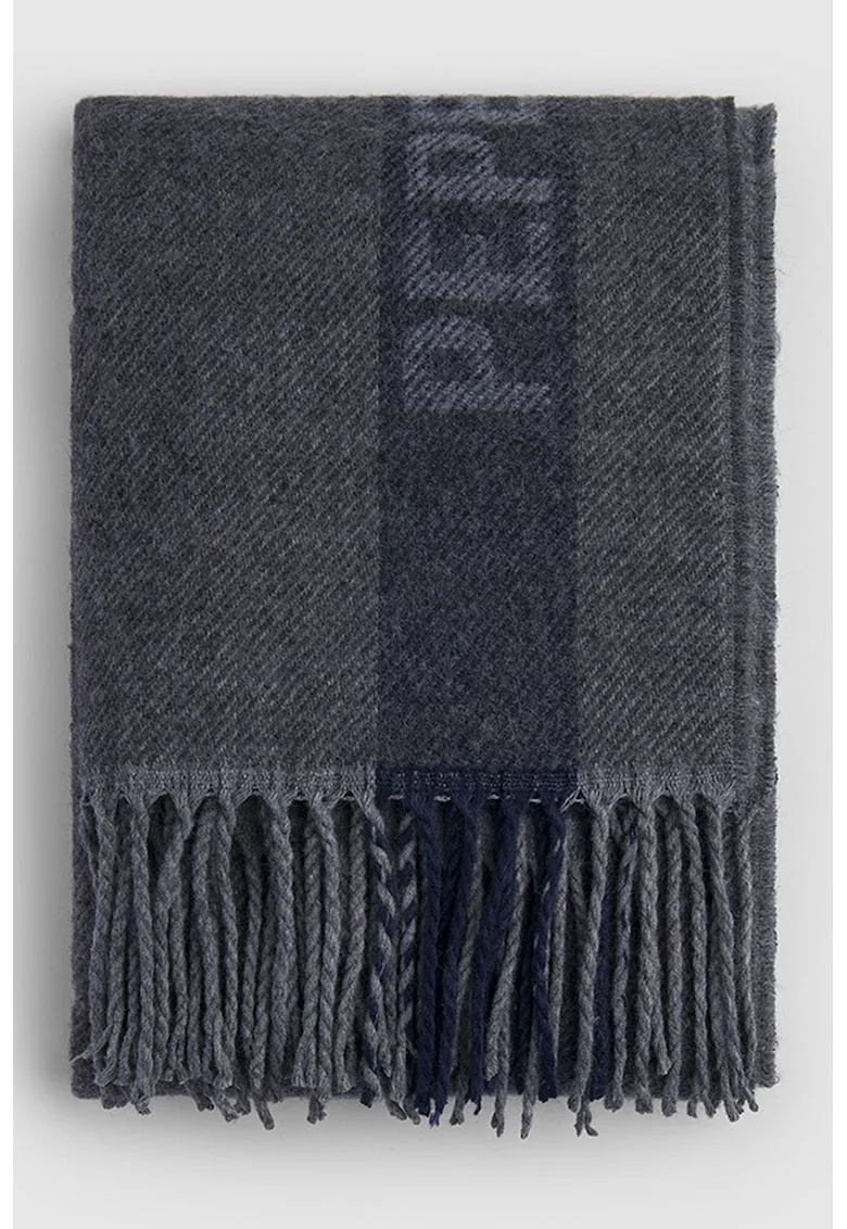Fular cu bareta cu logo Windwood, Gri inchis/Bleumarin