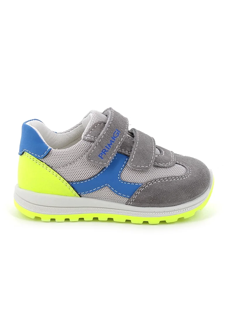 Pantofi sport cu garnituri din piele intoarsa, Galben/Albastru/Gri inchis