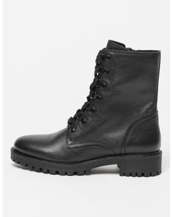 Ghete din piele cu aspect texturat, Negru