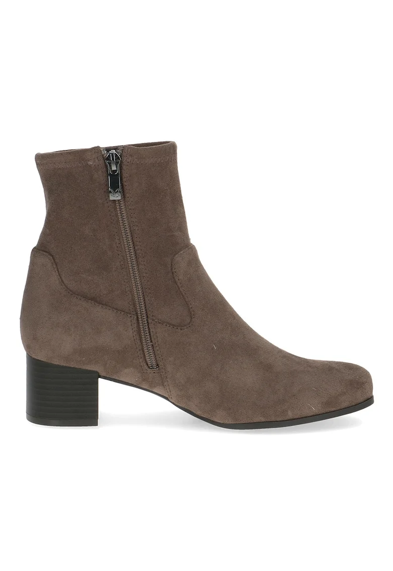 Botine din piele intoarsa sintetica, Maro