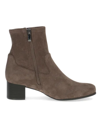 Botine din piele intoarsa sintetica, Maro