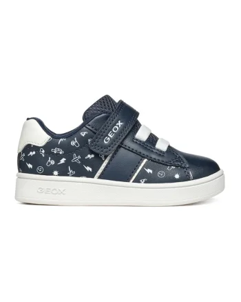 Pantofi din piele ecologica cu inchidere velcro, Bleumarin