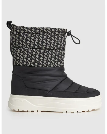 Ghete fara inchidere cu insertii din jacquard, Negru/Crem