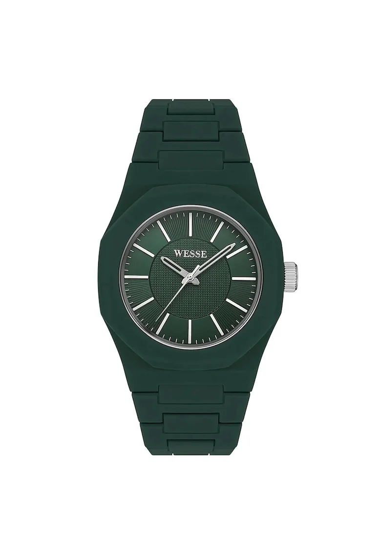 Ceas barbatesc  41mm, mecanism quartz, curea plastic, Green