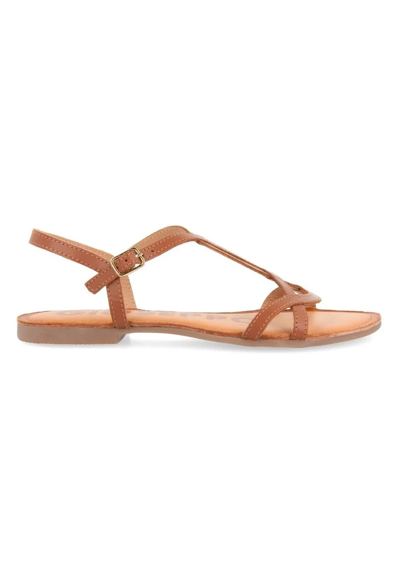 Sandale de piele cu catarama, Caramel