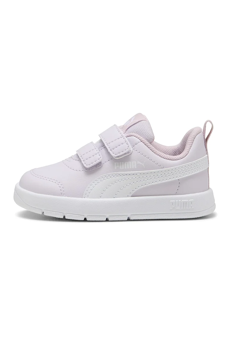 Pantofi sport Courtflex din piele ecologica cu velcro, Roz pastel/Alb optic