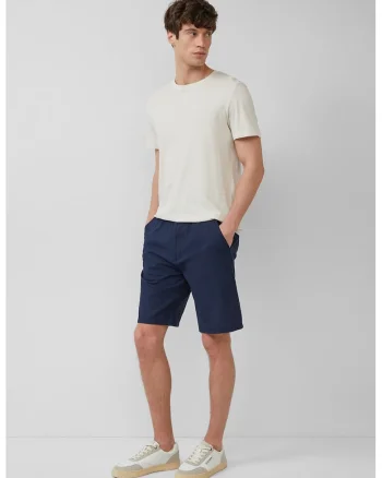 Pantaloni scurti de in si bumbac, Bleumarin