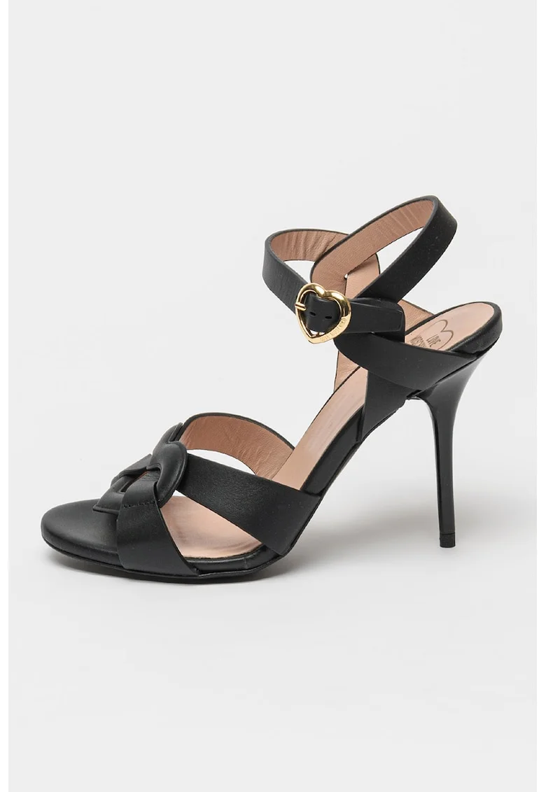 Sandale din piele cu toc stiletto, Negru