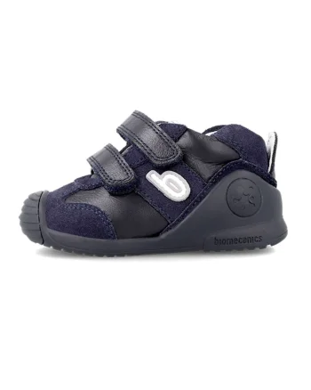 Pantofi de piele cu velcro, Albastru inchis/Albastru ultramarin
