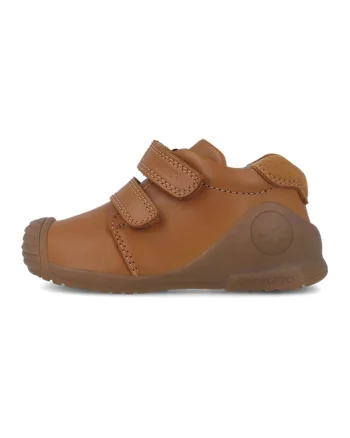 Pantofi sport de piele cu velcro, Caramel