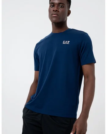 Tricou cu decolteu la baza gatului si detaliu logo, Albastru royal