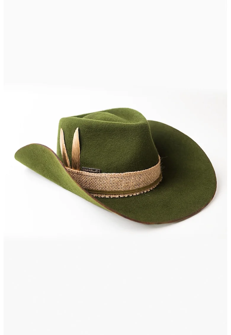 Palarie western unisex din lana, Auriu/Kaki