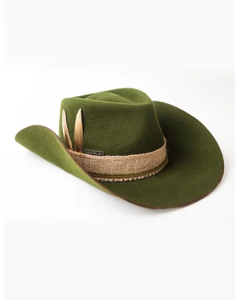 Palarie western unisex din lana, Auriu/Kaki