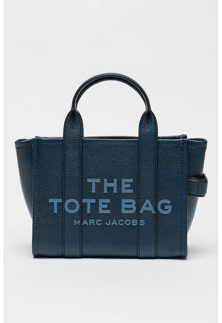 Geanta tote din piele cu logo The Small, Bleumarin