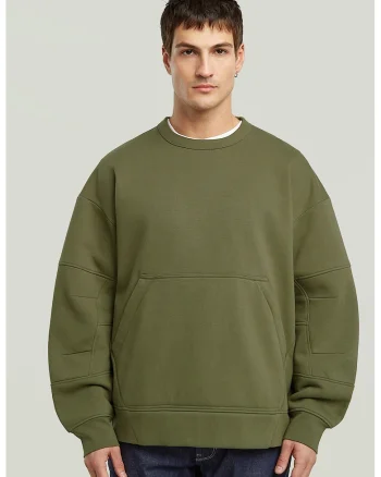 Bluza de trening din amestec de bumbac organic, Verde feriga