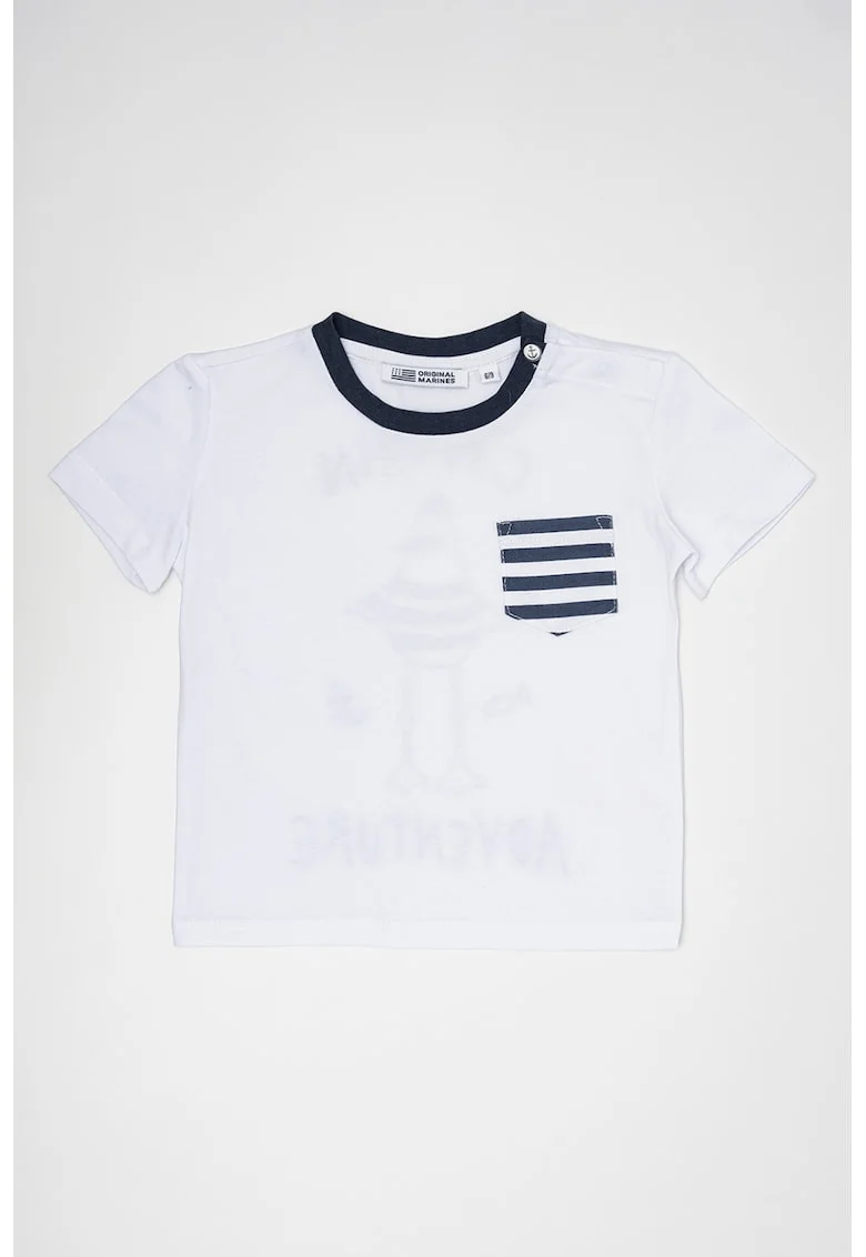 Tricou cu imprimeu grafic pe partea din spate, Albastru inchis/Alb optic