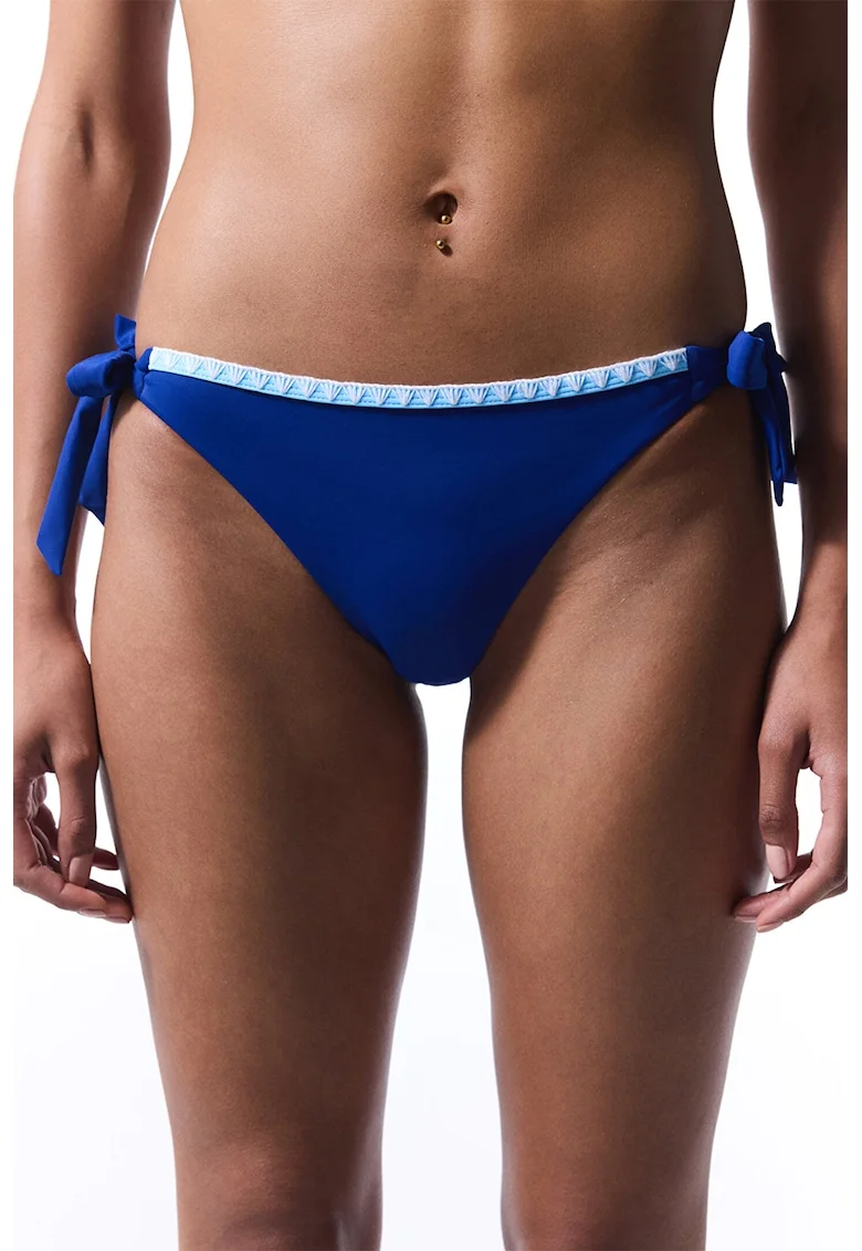 Bikini cu model uni, Alb/Albastru royal