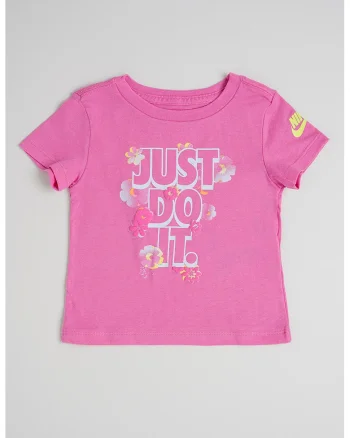 Tricou cu mesaj si model floral, Alb/Galben/Roz deschis