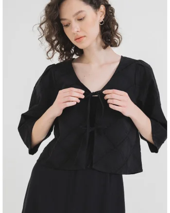Bluza de bumbac organic Francis, Negru