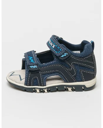 Sandale de denim cu velcro, Negru/Bleumarin