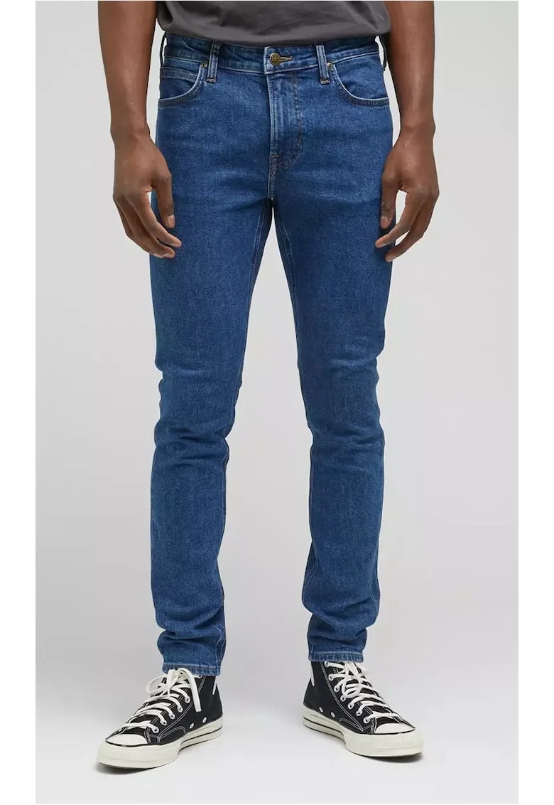 Blugi barbati Malone cu croiala Skinny si talie medie albastru inchis 53264, Albastru
