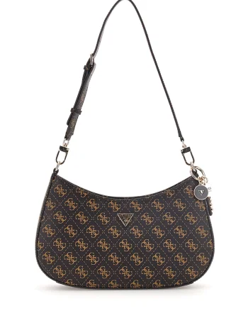 Geanta de umar cu model monograma, Negru/Caramel