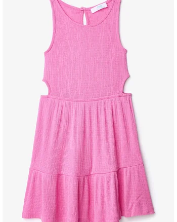 Rochie evazata cu decupaje, Roz