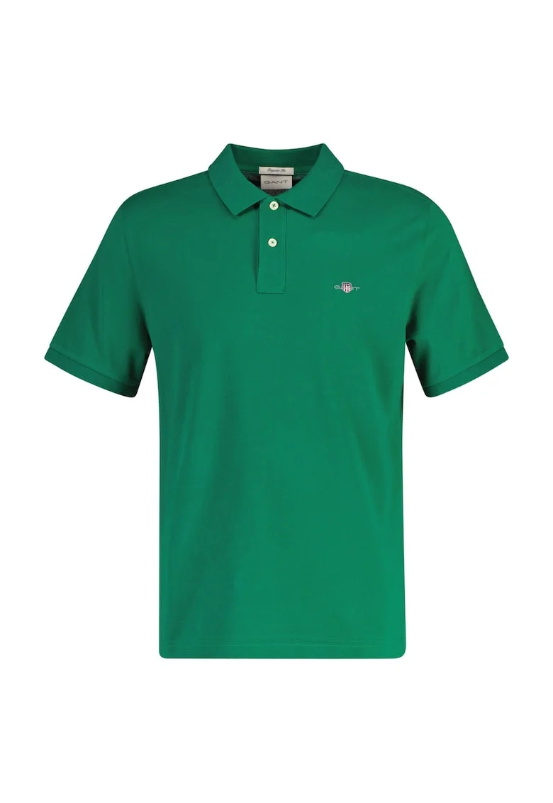 Tricou polo din bumbac pique Shield, Verde aquamarin