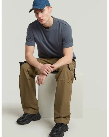 Pantaloni cargo cu talie medie, Caramel