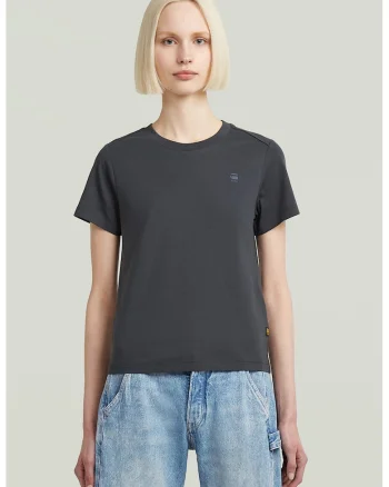 Tricou uni de bumbac organic, Albastru deschis/Gri inchis