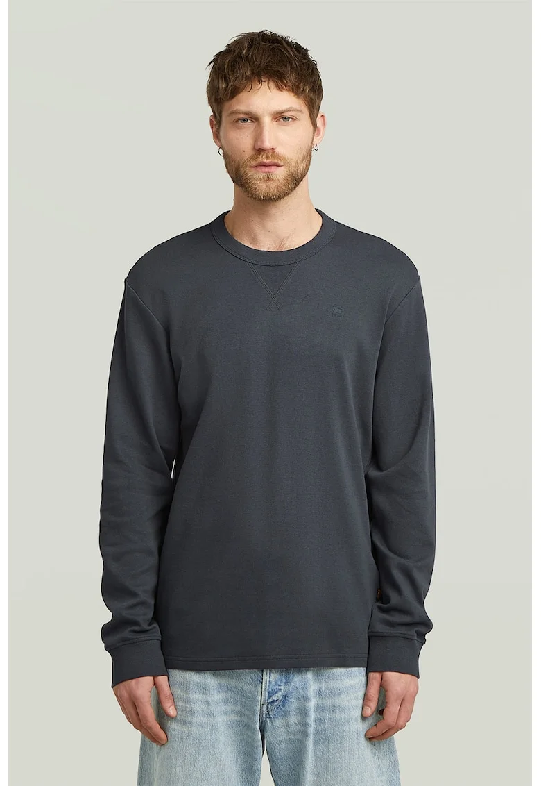 Bluza regular fit cu decolteu la baza gatului, Gri antracit