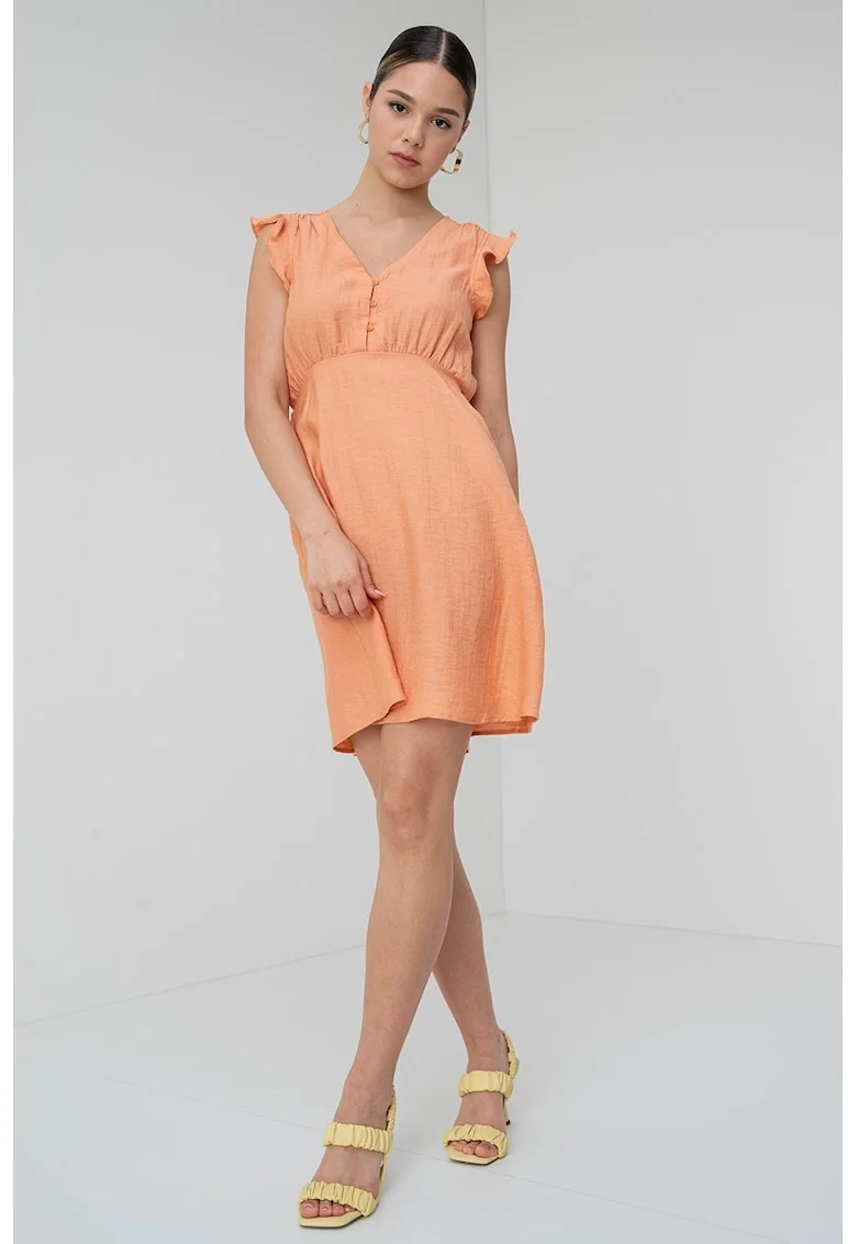 Rochie scurta din amestec de in, Portocaliu stins