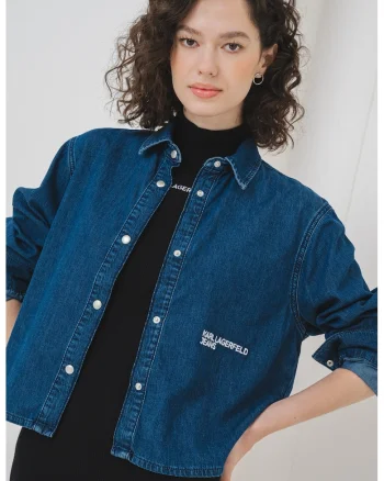 Camasa de denim cu capse, Albastru inchis