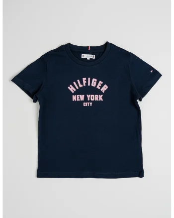 Tricou de bumbac cu imprimeu logo, Roz fandango/Bleumarin