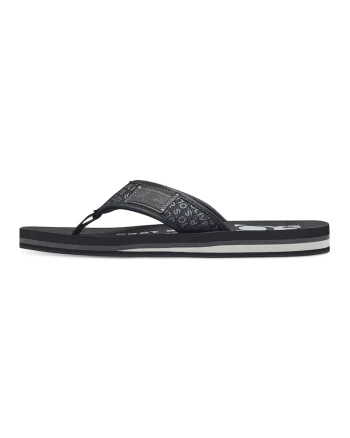 Papuci flip-flop cu imprimeu logo, Negru/Gri inchis