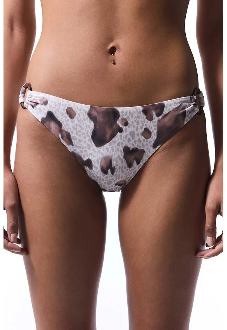 Bikini brazilieni cu inele laterale, Alb/Maro