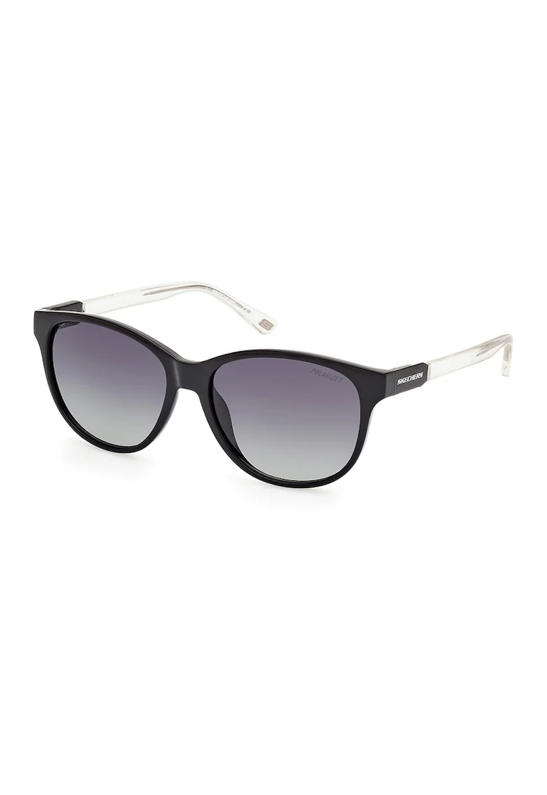 Ochelari de soare cat-eye cu lentile polarizate, Negru/Transparent