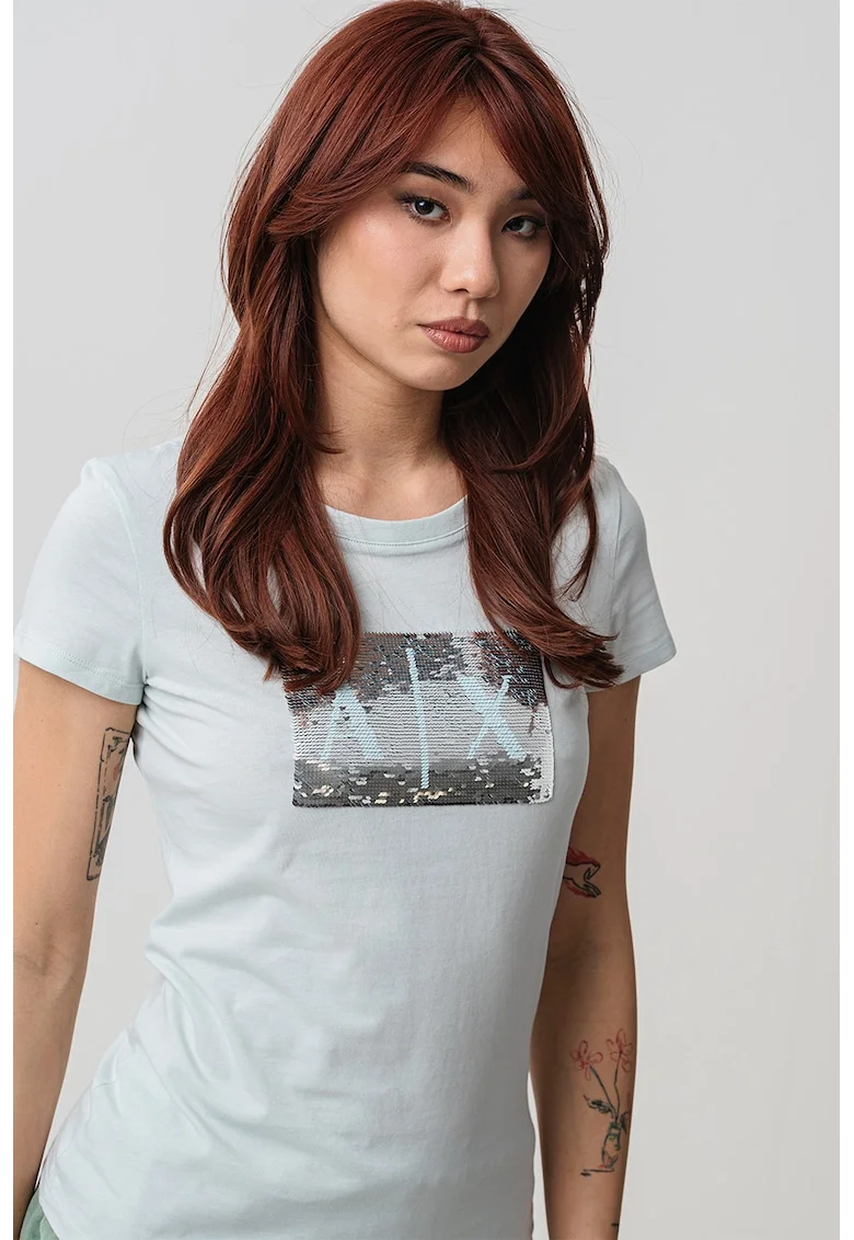Tricou slim-fit, Verde pal/Argintiu