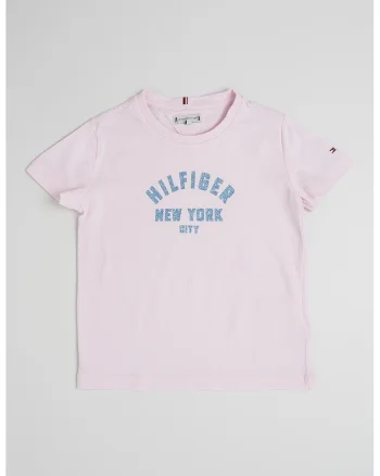 Tricou de bumbac cu imprimeu logo, Albastru inchis/Roz pastel