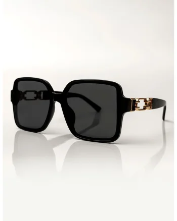 Ochelari de soare patrati cu model tortoise, Negru