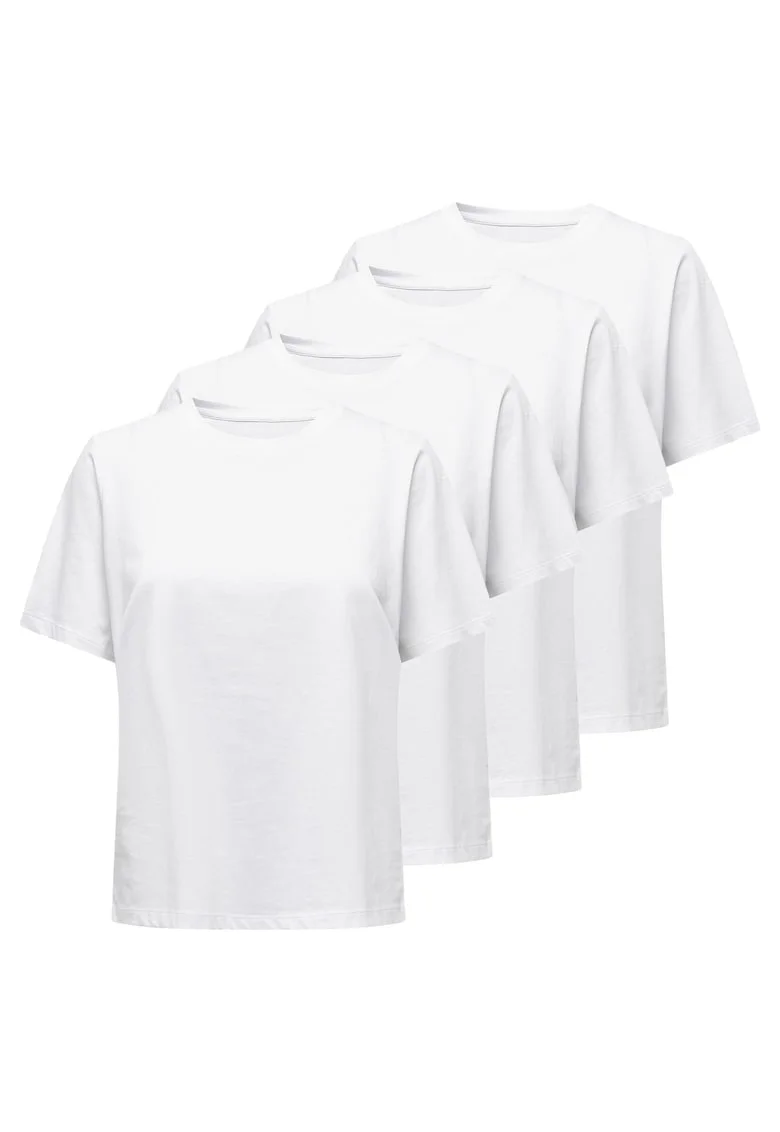 Set de tricouri regular fit din bumbac - 4 piese, Alb