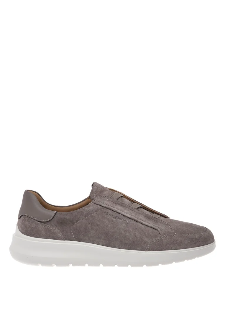 Pantofi sport din piele intoarsa, Maro taupe