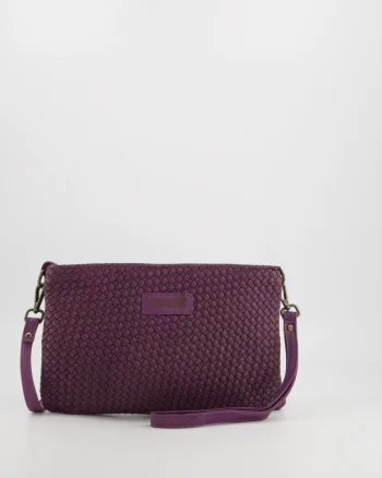 Geanta de umar  din piele naturala, violet, 30x18x2cm, cu curea detasabila, 2 buzunare interioare, 1 buzunar exterior
