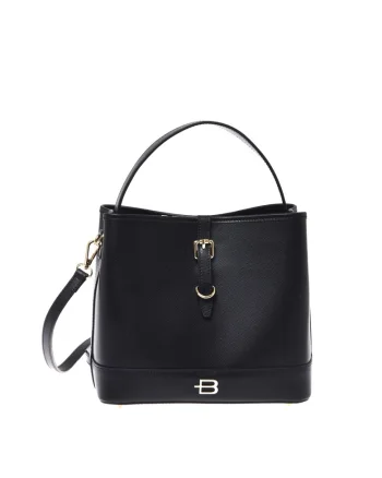 Geanta de piele cu model uni, Negru, 22x25x14