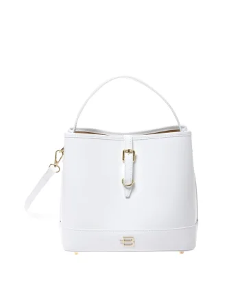 Geanta de piele cu model uni, Alb, 22x25x14
