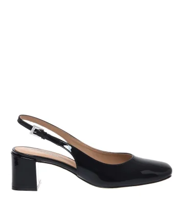 Pantofi slingback din piele lacuita, Negru