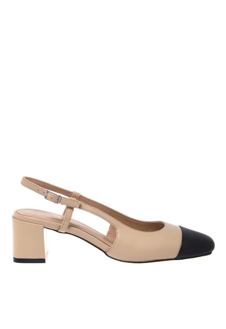 Pantofi din piele cu aplicatie cap-toe, Negru