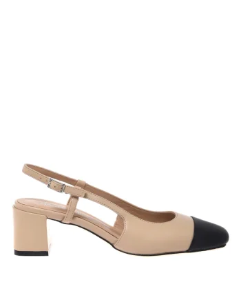Pantofi din piele cu aplicatie cap-toe, Negru