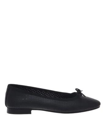 Balerini din piele cu model perforat, Negru