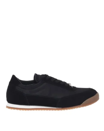 Pantofi sport din material textil cu garnituri de piele intoarsa, Negru
